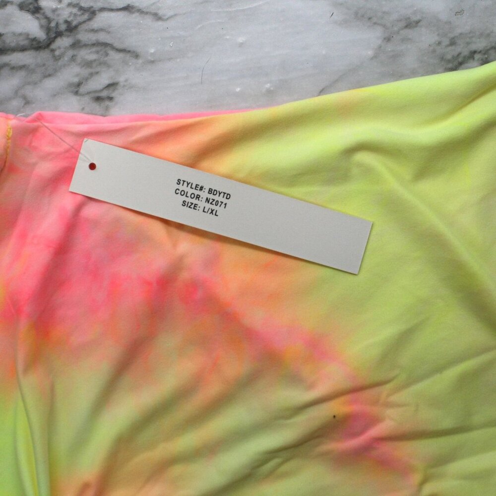 NEW FASHION Bodysuit Tie Dye One Piece Pink Yellow Athleisure Yoga Workout L XL - Picture 4 of 13